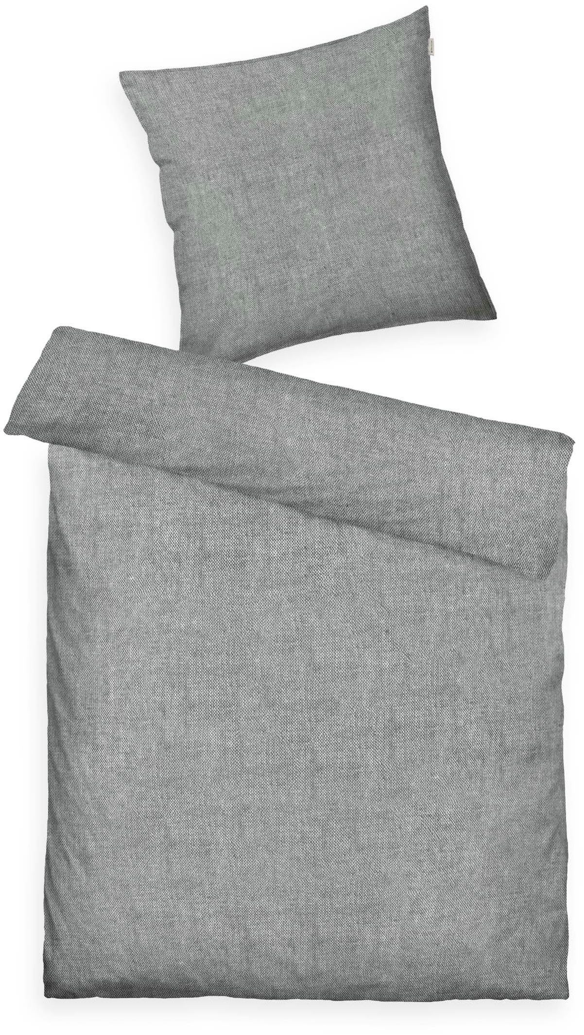 TOM TAILOR HOME Bettwäsche WOVEN MELANGE in Gr. 135x200cm oder 155x220cm, Flanell, 2 teilig, new bedroom, Doppelnaht am Kissen, gewebtes Label