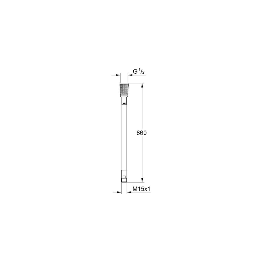 Grohe Schlauch 46104 Metallbrauseschlauch 1/2 Zoll x M15 x 860 mm für Auszugsbrause