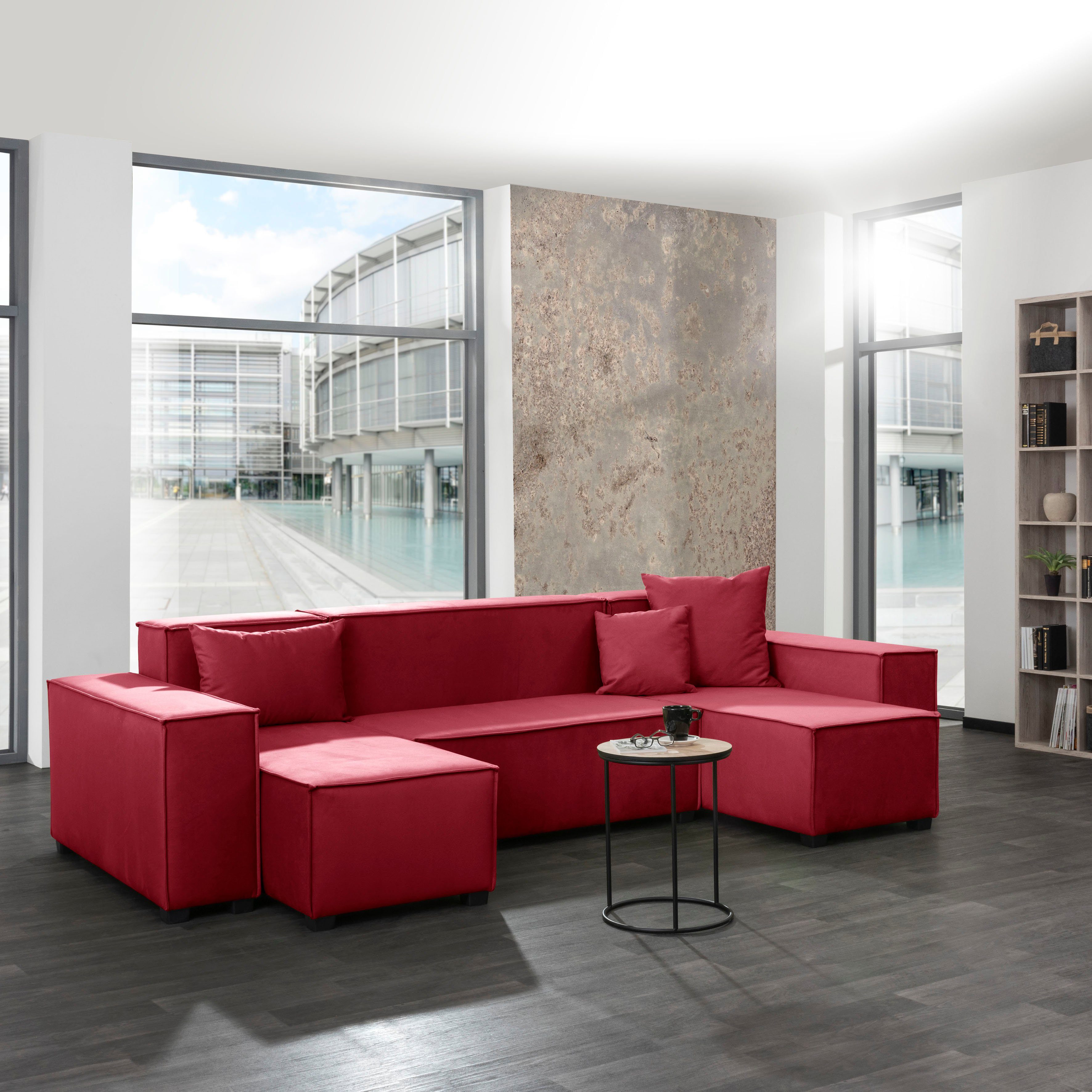 Max Winzer® Wohnlandschaft MOVE, 3 8 rot Set, Sitz-Elementen, Zierkissen, Sofa-Set aus inklusive kombinierbar 06