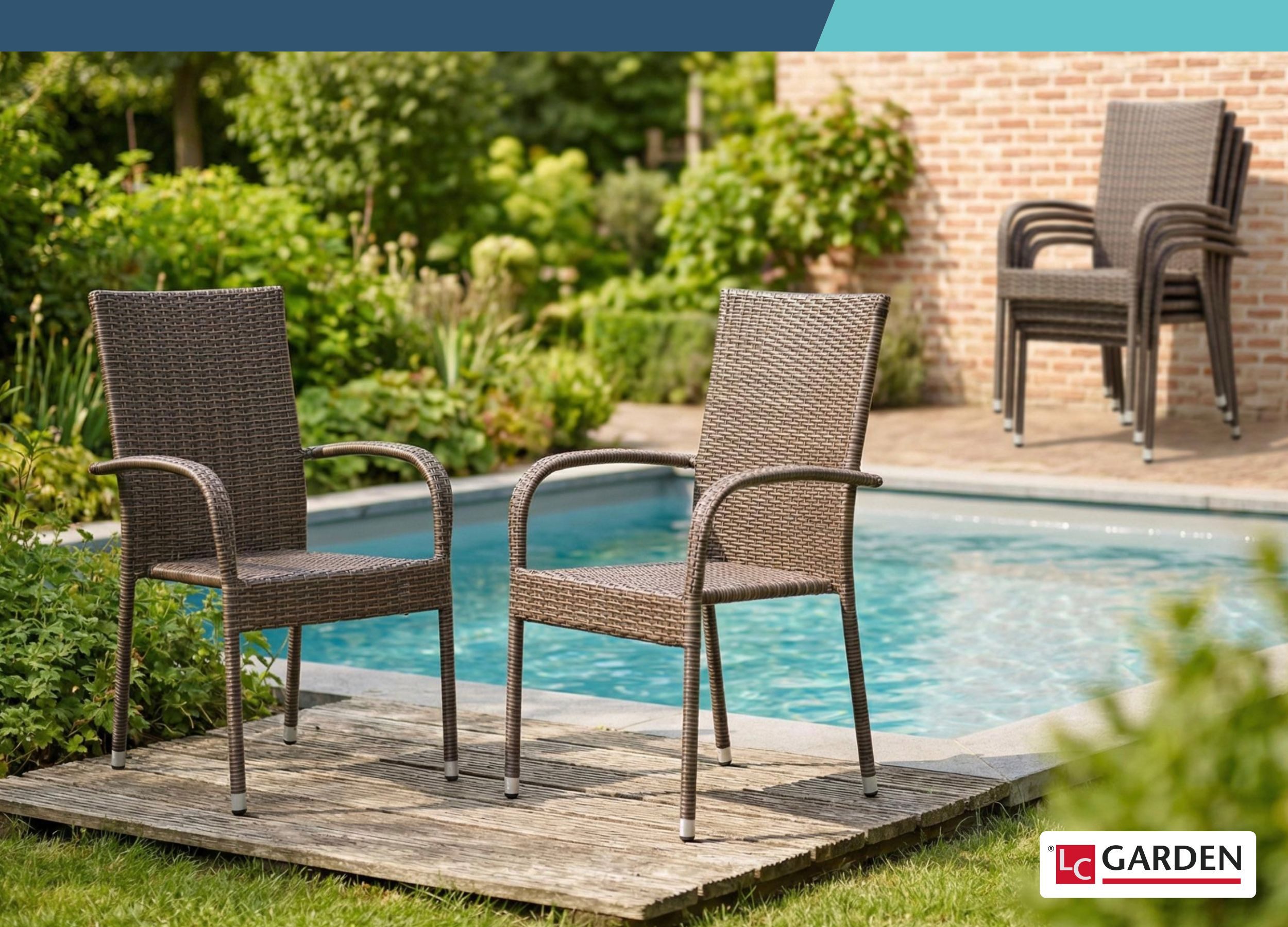 LC Garden Stapelstuhl LC Garden »Lübeck« 4er Set Stapelstuhl braun Armlehnstuhl Balkonstuhl