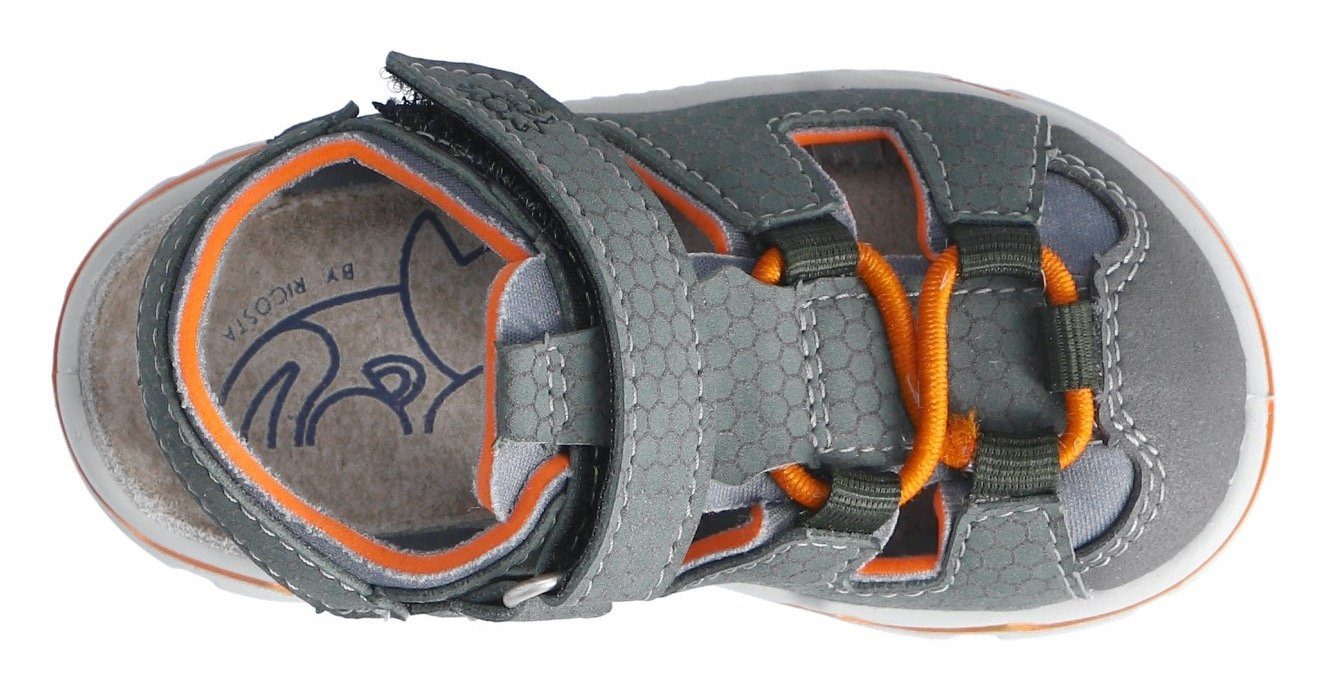 PEPINO by RICOSTA Gery WMS: Sandale und salbei-grau-orange-Struktur Klettverschluss Gummizug normal mit