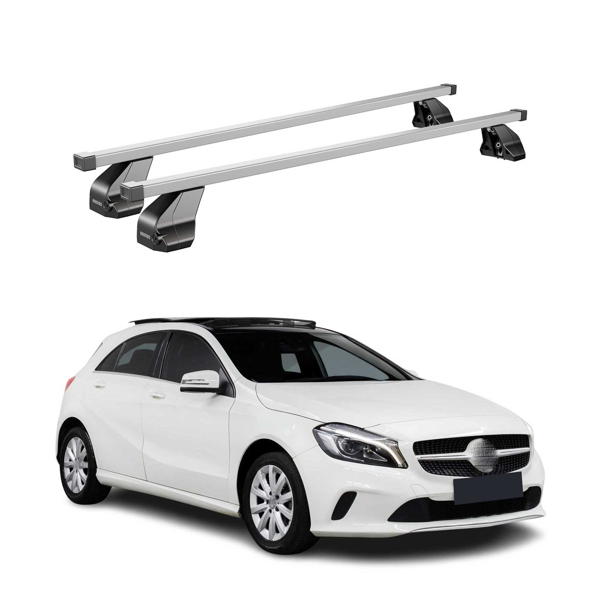 OMAC Dachträger Menabo Stahl Gepäckträger für Mercedes A Klasse W176 2012-2018 Grau (2-St), Wasserbeständig,Abnehmbar,Multifunktional,Leichtgewichtig