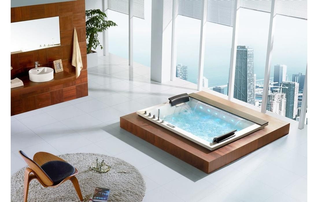 Duwilux Whirlpool-Badewanne XL Whirlpool Jackson 190x150 Badewanne Marmor (Bodeneinbau), (1-tlg), Farblichttherapie