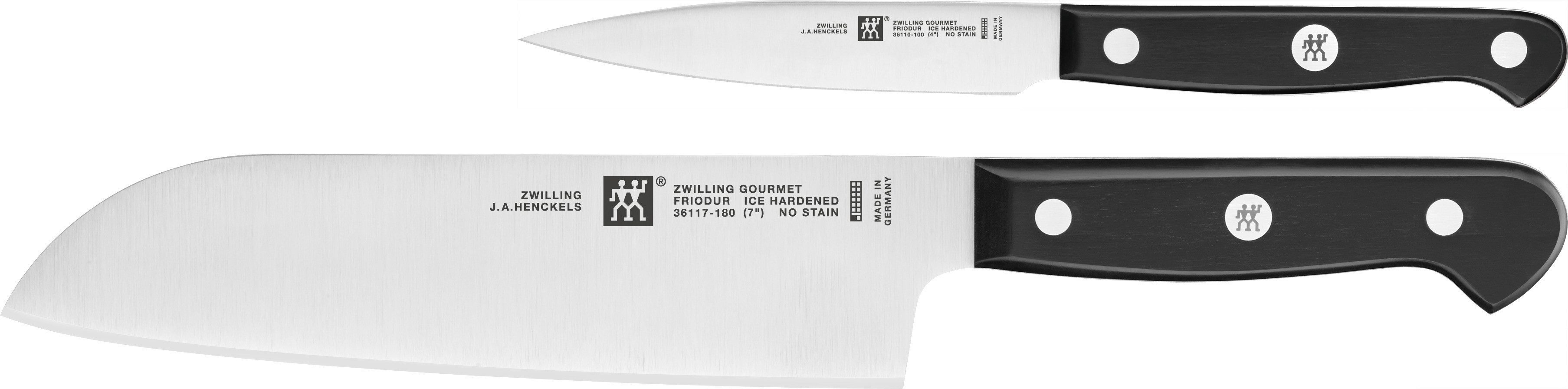 Zwilling Messer-Set Gourmet (Set, 2-tlg., 1 Spick & Garniermesser 10 cm, 1 Santokumesser 18 cm), Made in Germany, FRIODUR eisgehärtete Klingen, Sonderschmelze
