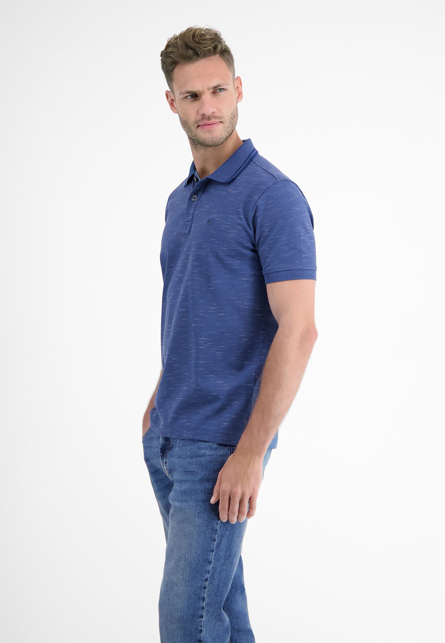 Poloshirt LERROS in BLUE Two-Tone-Piqué LERROS Poloshirt TRAVEL