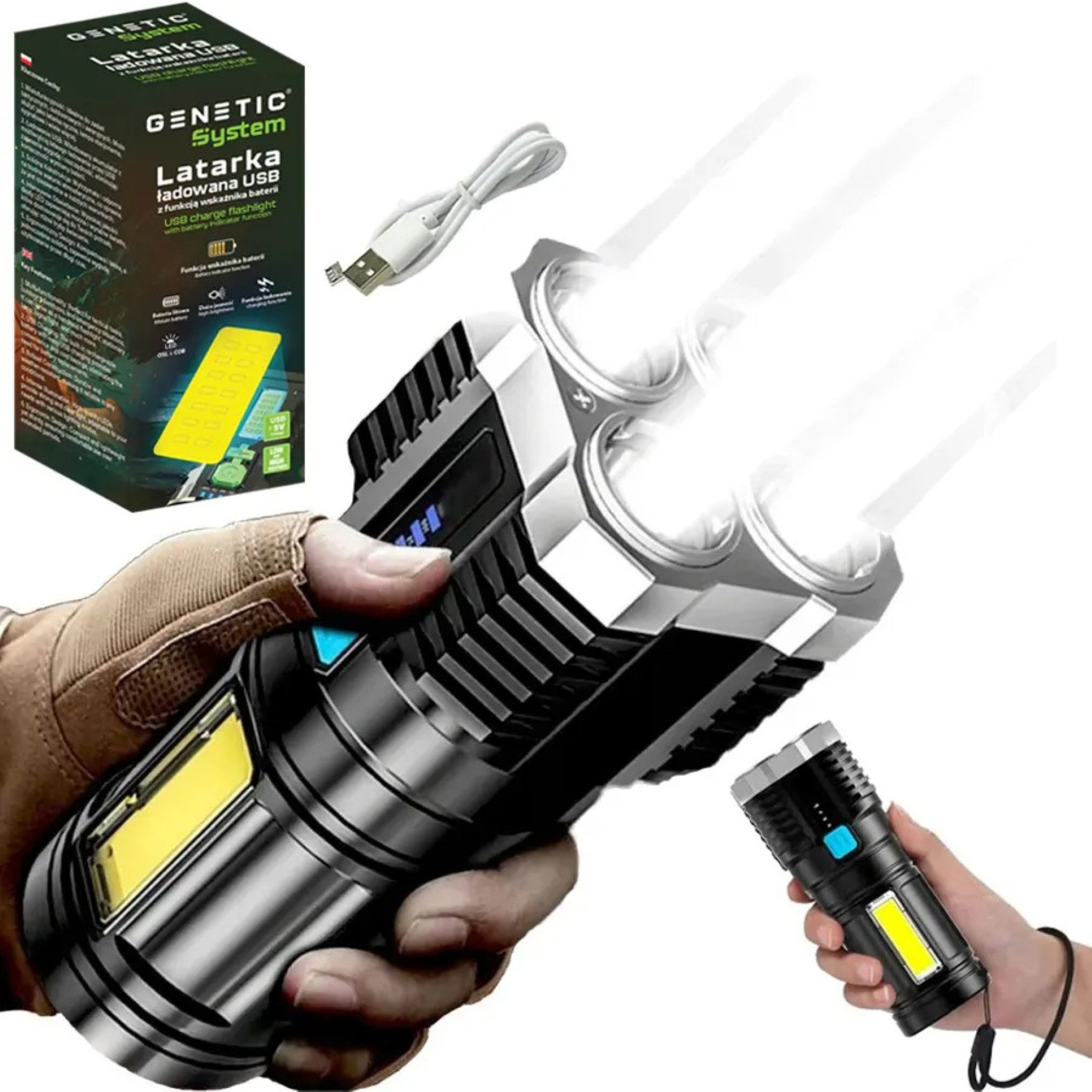 Taschenlampe Militärische taktische LED-Taschenlampe USB 1200 mAh