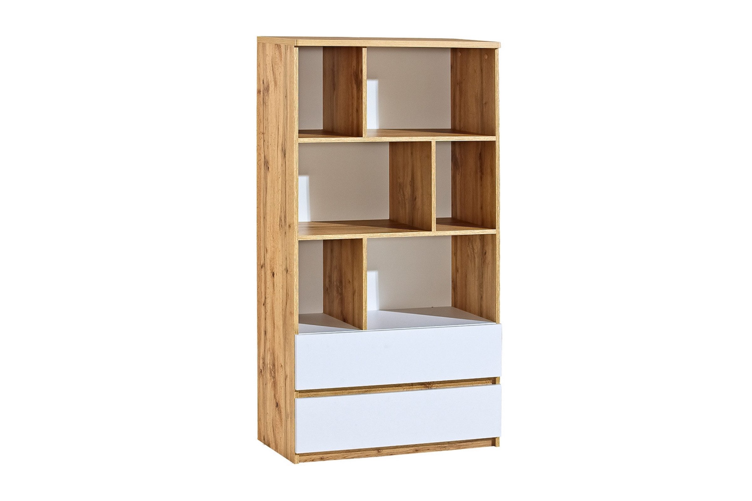 Deine Möbel 24 Hochkommode ARCO 04 Kommode Regal Kinderzimmer Jugendzimmer 80 cm breit (Set, 3 St., Wohnzimmer), Weiß Matt Eiche Wotan