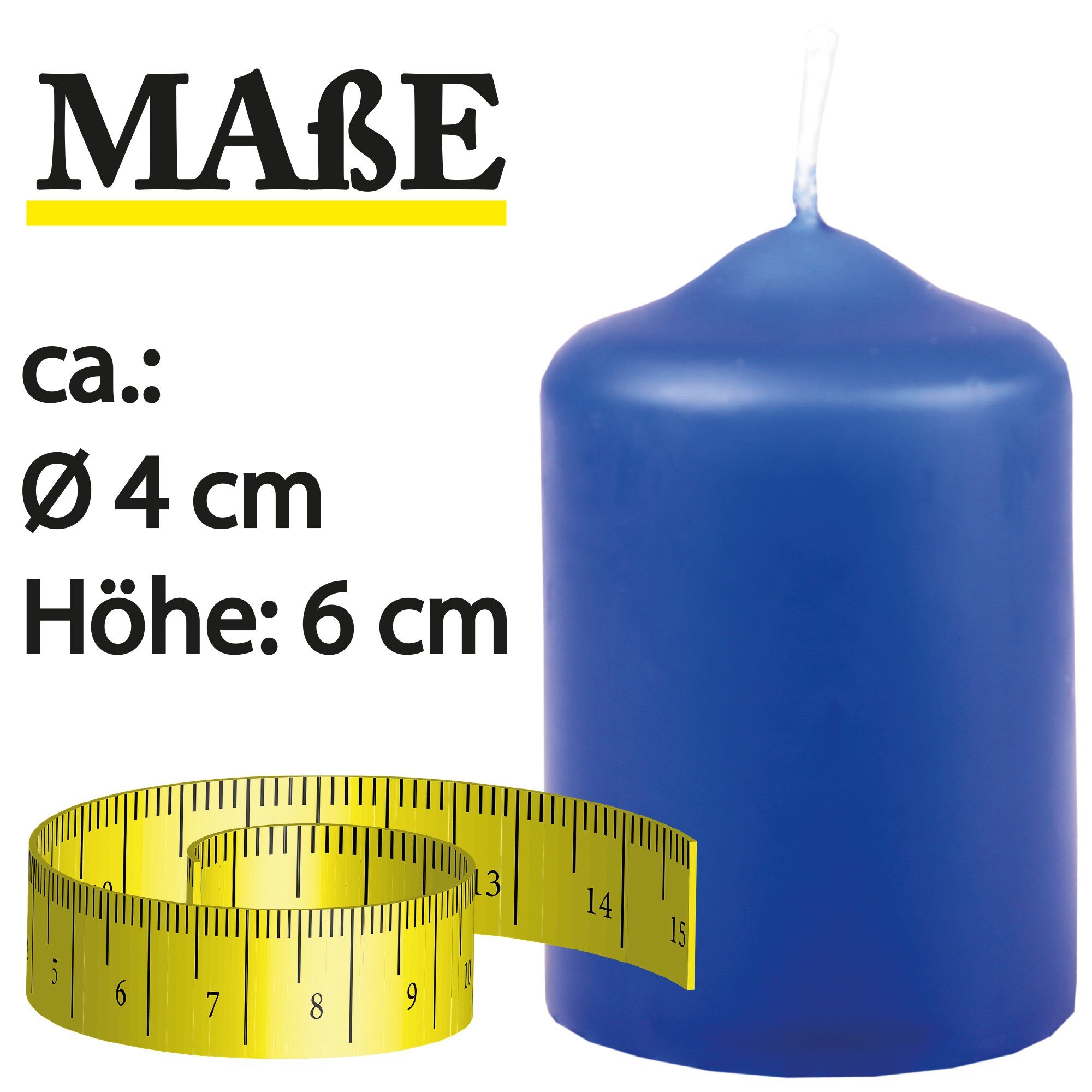 HS Candle Stumpenkerze aus Wachs (6-tlg., Dekolicht), Ø4xH6 cm Teelichtgröße, 7h Brenndauer je Kerze, Wachsmischung