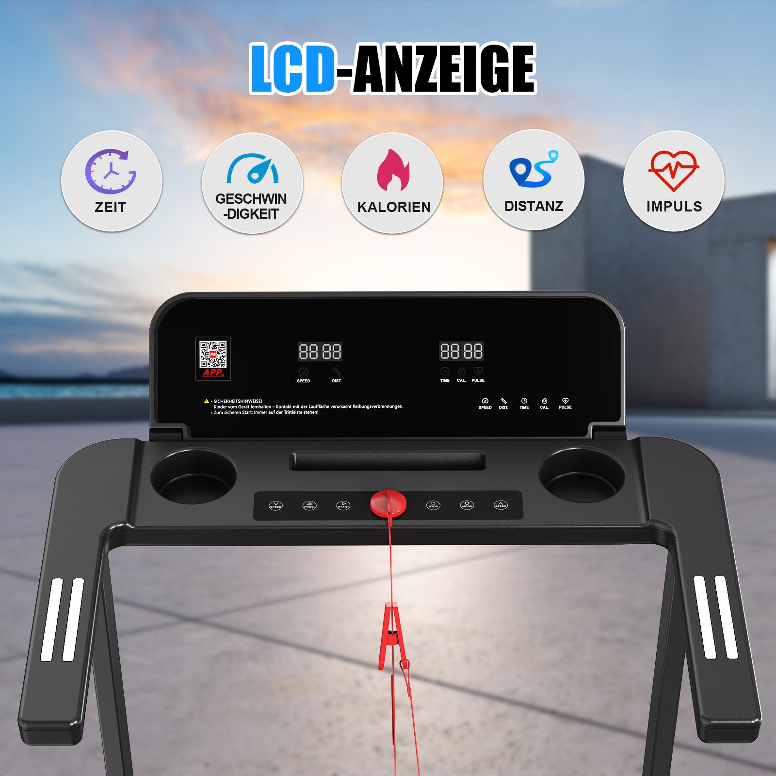 CARPAT SPORT Laufband Klappbares Laufband für Zuhause & Büro bis 12 km/h, 120 kg Belastbarkeit, LED-Display App-Steuerung, leise & transportabel