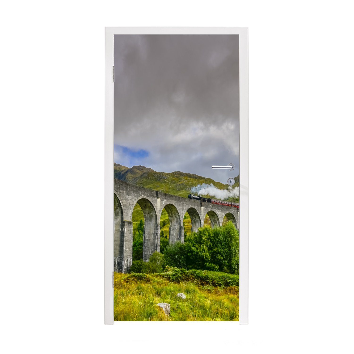MuchoWow Türtapete Fotodruck schottische Landschaft, Matt, bedruckt, (1 St), Fototapete für Tür, Türaufkleber, 75x205 cm