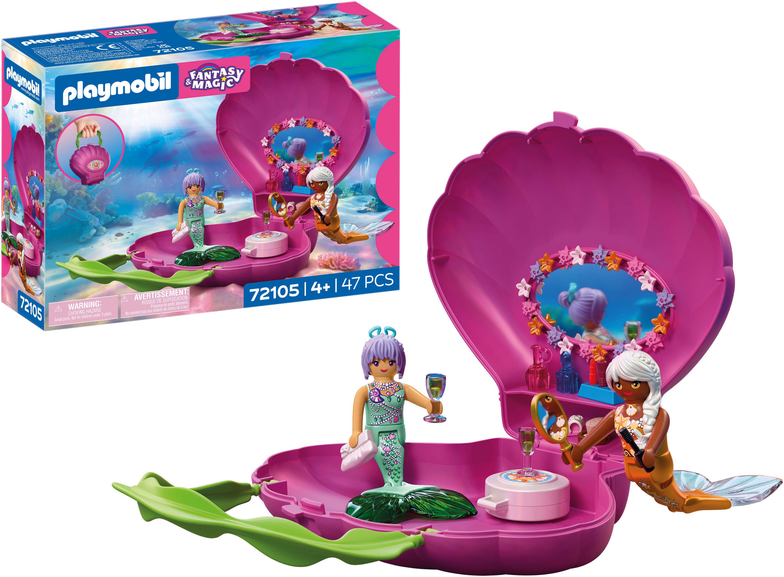 Playmobil® Muscheltasche Meerjungfrauen (72105), Fantasy & Magic Konstruktions-Spielset, (47 St)