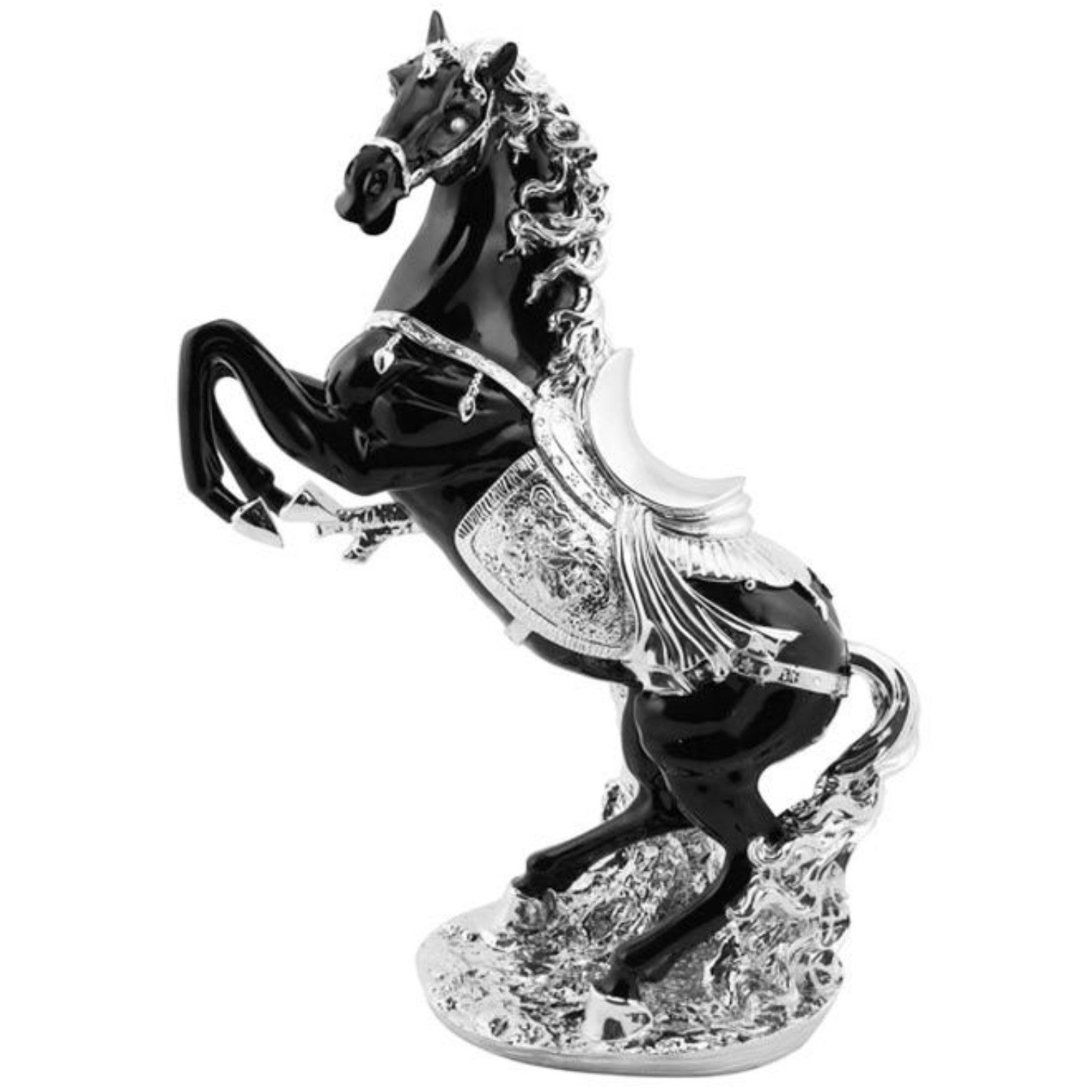 alesvelt Dekofigur Moderne edle Pferd Figur in Schwarz-Weiß 60 cm aus Keramik