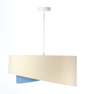 Licht-Erlebnisse Pendelleuchte MARLON, ohne Leuchtmittel, Weiß Creme Blau E27 Ø 50 cm Stoff Metall Modern Wohnzimmer