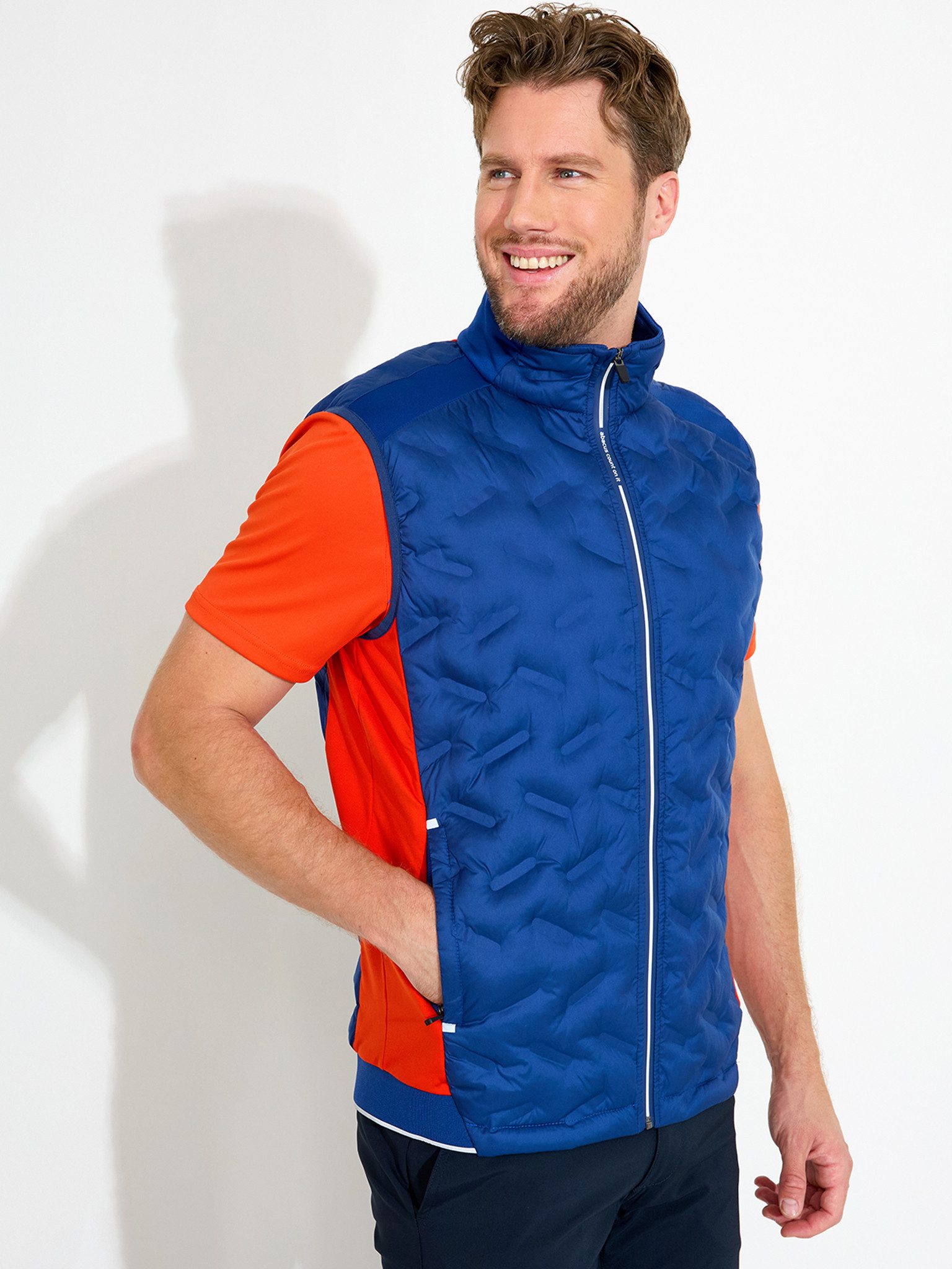 Abacus Sportswear Golfweste Abacus Golf Weste Portrush Hybrid Blau-Orange Herren