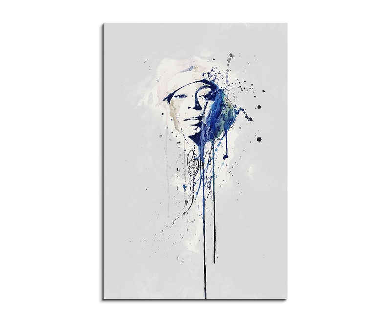 Sinus Art Leinwandbild Beyoncé Knowles 90x60cm Aquarell Art Wandbild auf Leinwand fertig gerahmt Original Sinus Art