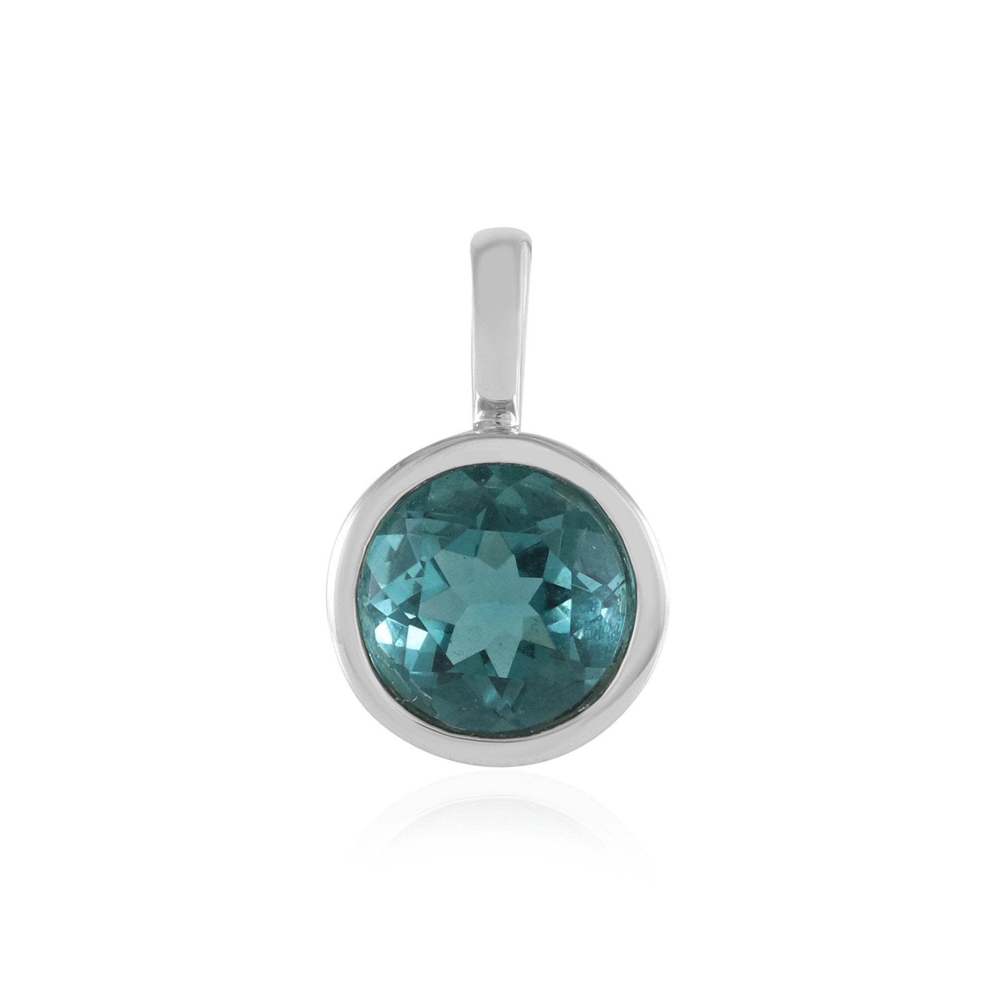 Cavill Kettenanhänger Fluorit Anhänger 2,35 ct Silber platinisiert, rund, petrol (1-tlg)