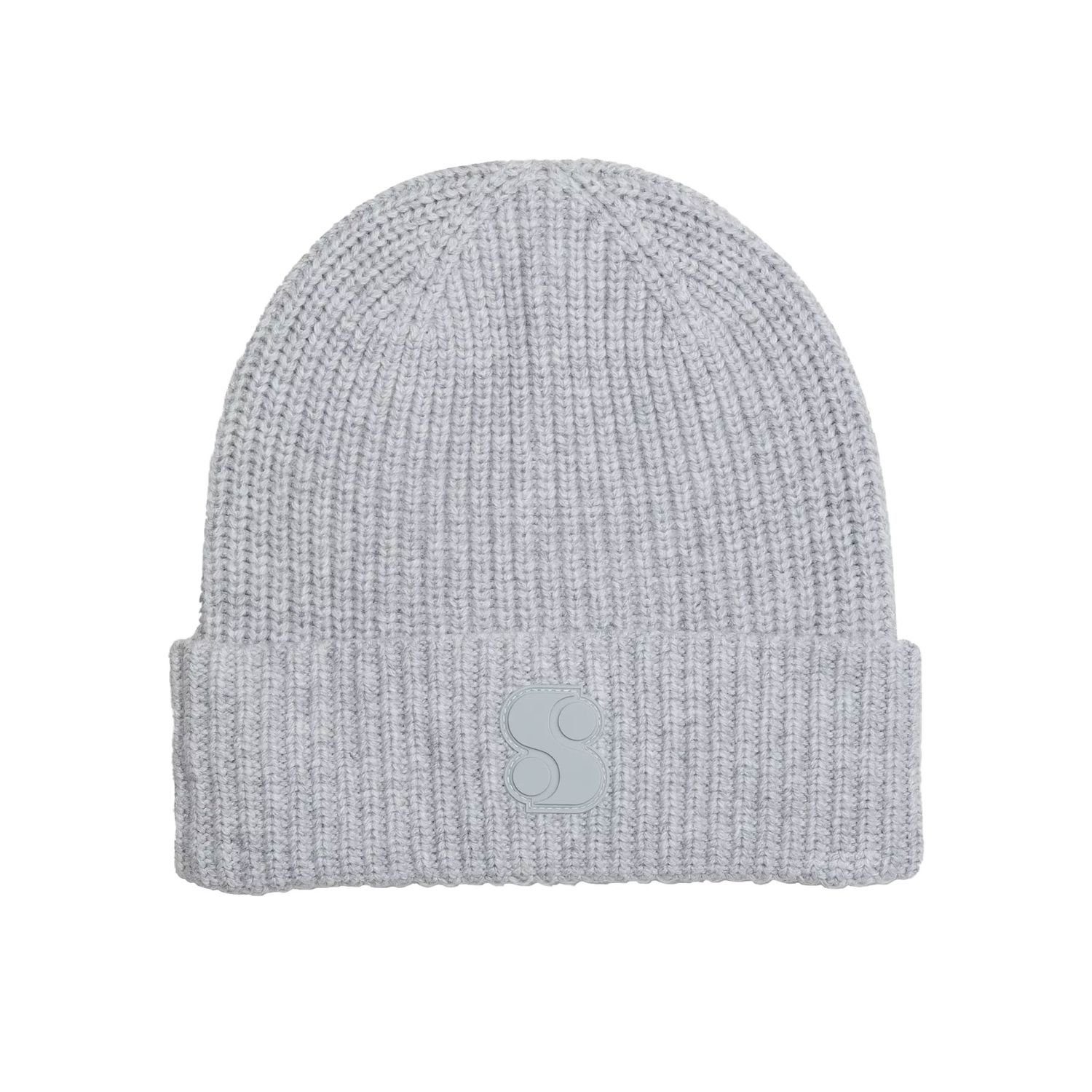 s.Oliver Strickmütze Mütze (1-St., 1-teilig) mit breitem Umschlag, Logo-Patch