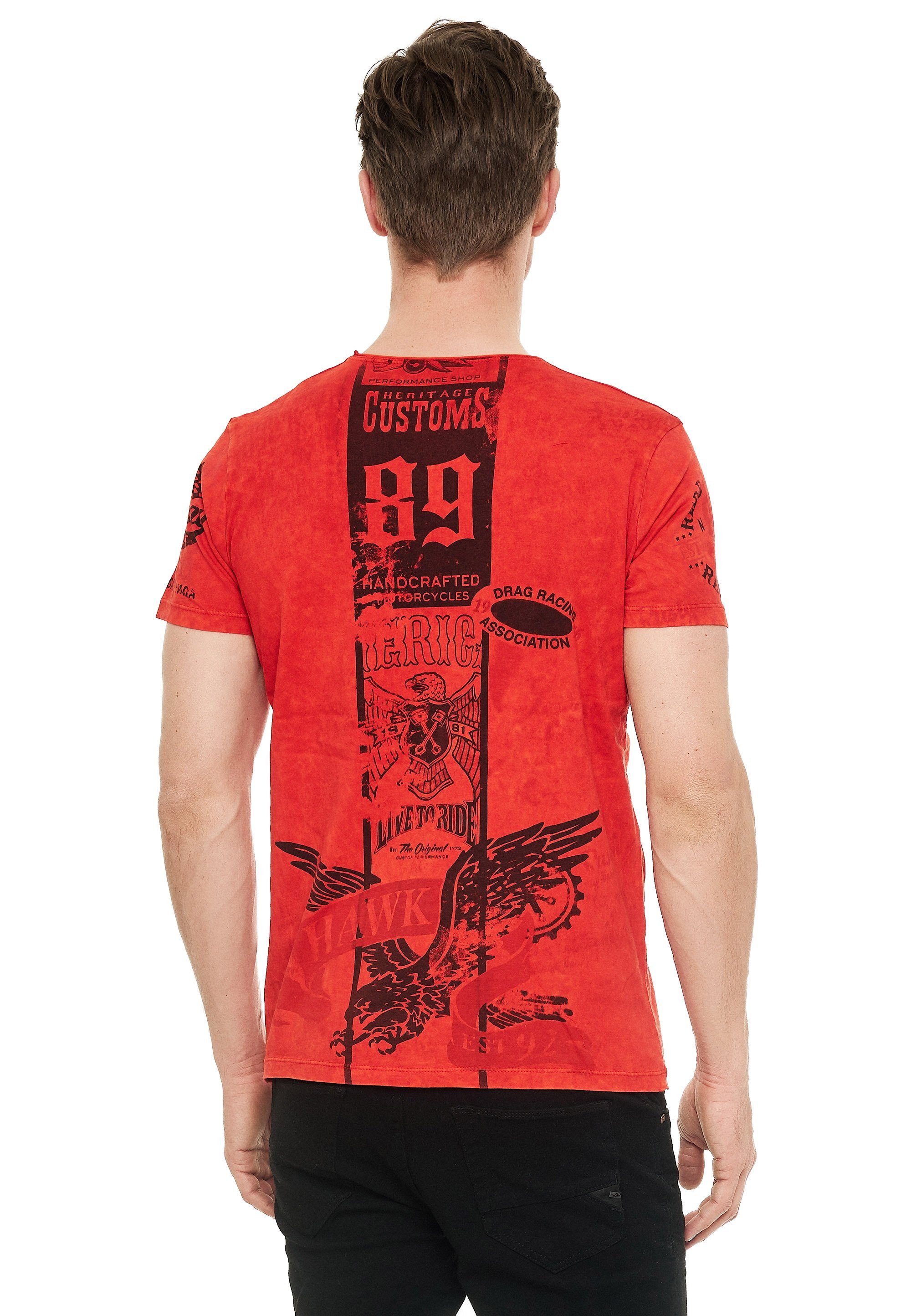 Neal Print Rusty rot T-Shirt mit modernem