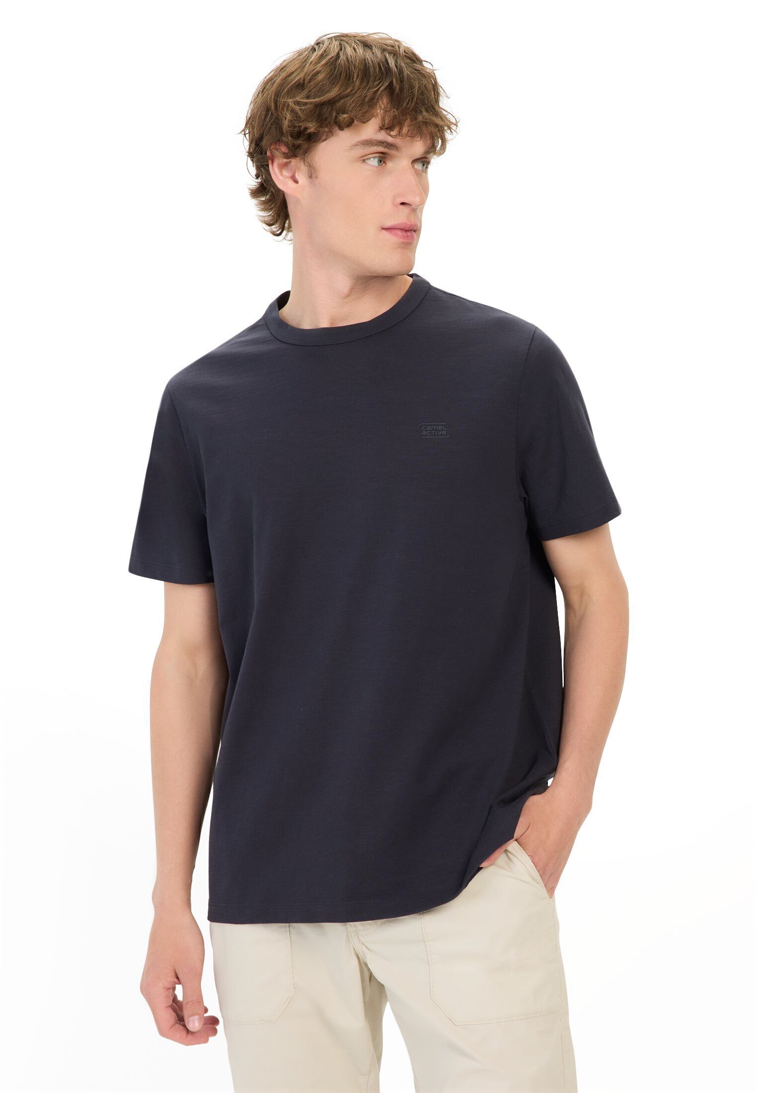 camel active T-Shirt aus reiner Baumwolle Kurzarm
