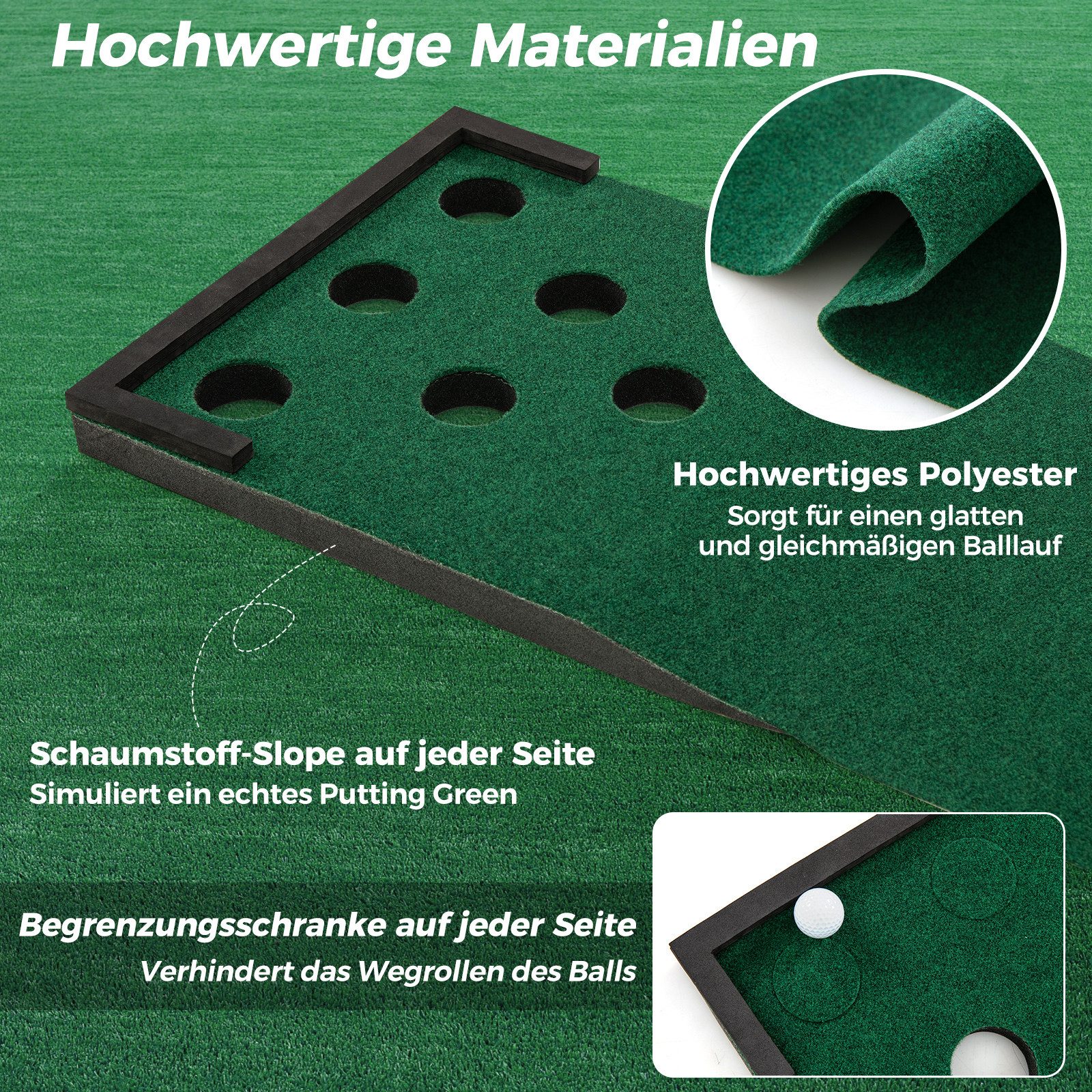 COSTWAY Puttingmatte (1-St), Golf-Übungshilfe für Innen- & Außenbereich, 332 cm