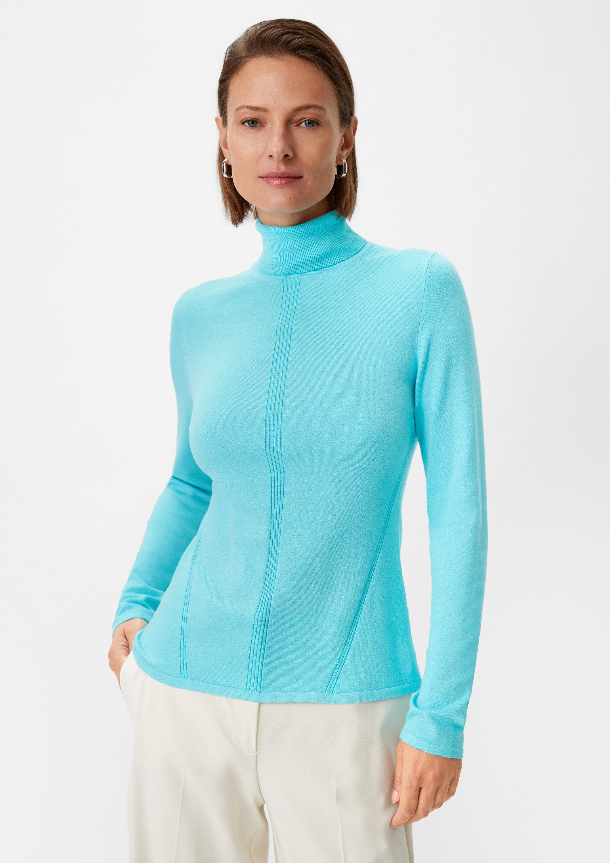 comma Longpullover Strickpullover Strickpullover mit Rollkragen