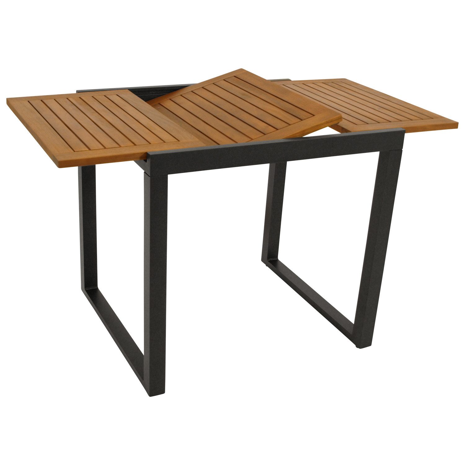 DEGAMO Gartentisch RIVELLO ausziehbar, 80/120x70cm, Alu anthrazit + Akazie geölt