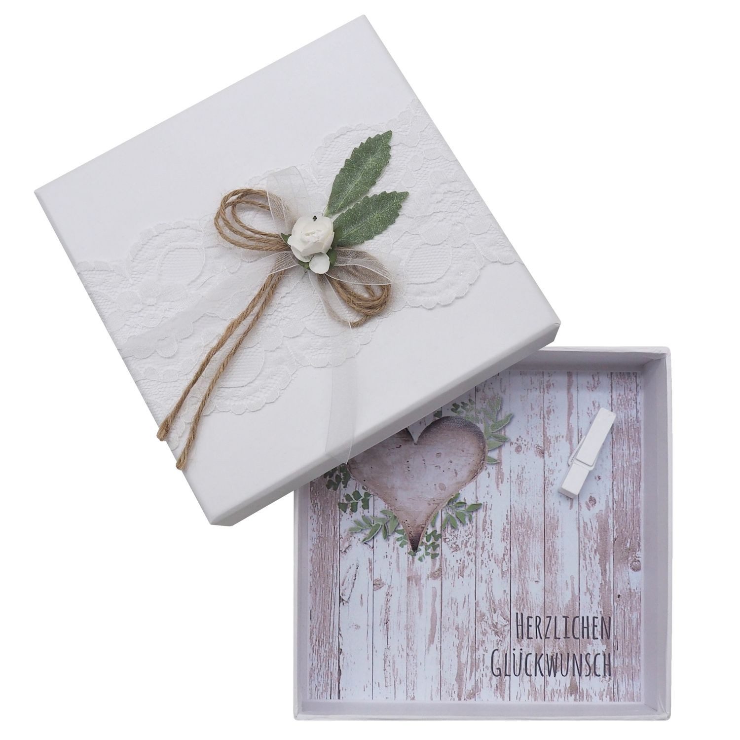 ZauberDeko Geschenkbox Geldgeschenk Verpackung Vintage Weiß Hochzeit Reise Urlaub Geburtstag