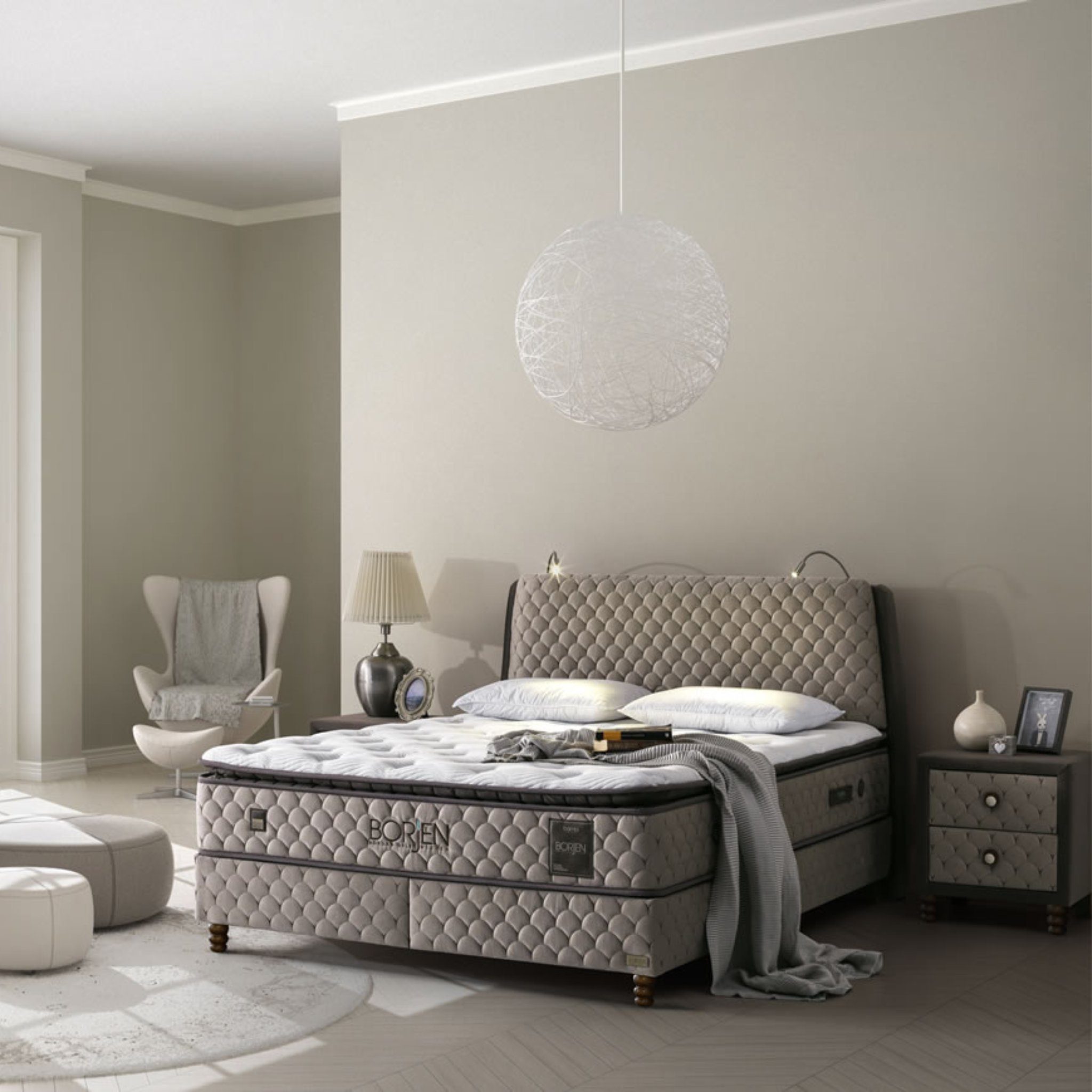 Bambi Boxspringbett Stauraumbett inkl. Matratze Boxspringbett 180x200 - 90x200 Borjen