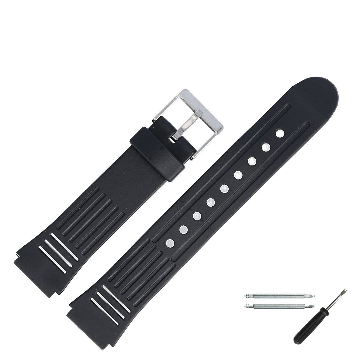 MARBURGER Uhrenarmband 16mm Kunststoff PVC Schwarz