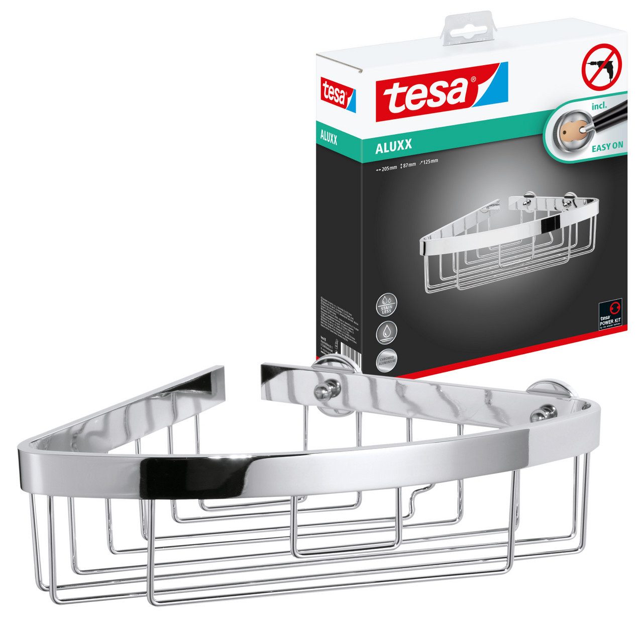 Duschablage ALUXX Duscheckkorb ohne Bohren - 8,7 cm : 20,5 cm : 12,5 cm