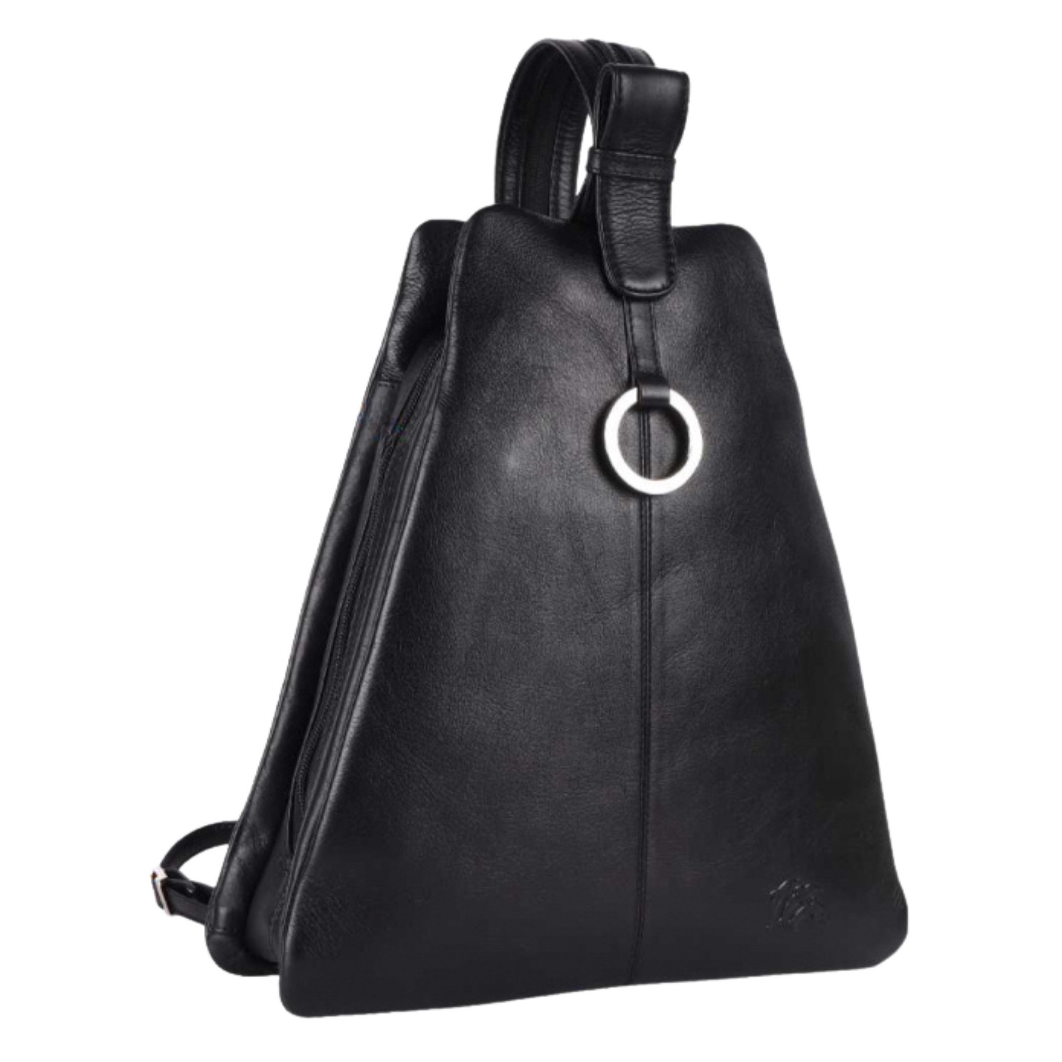 Ella Eisvogel Cityrucksack Nappaleder Rucksack Damen Schwarz Echtleder 3in1 Tasche, Wandelbar als Rucksack, Crossbody & Schultertasche, Weiches Nappaleder