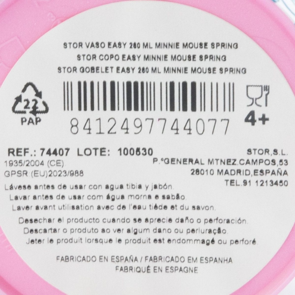 Disney Minnie Mouse Becher Becher Kinder 260 ml Trinkbecher für Kita & Frühstück, 1-tlg.