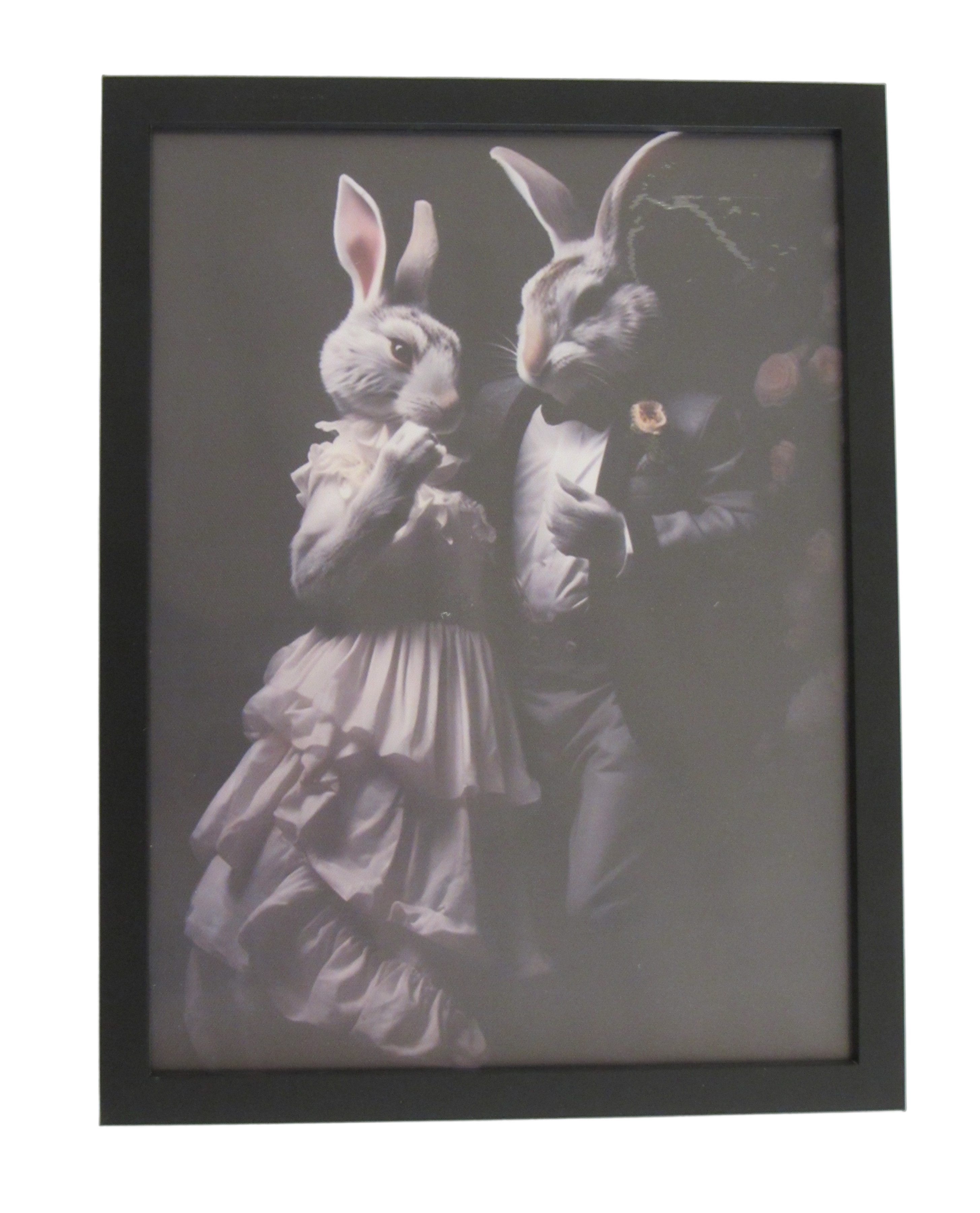 meinvipshop Wandbild Ostern Hasen Bild 43 x 33cm gerahmt schwarz Design 2, (1 St)
