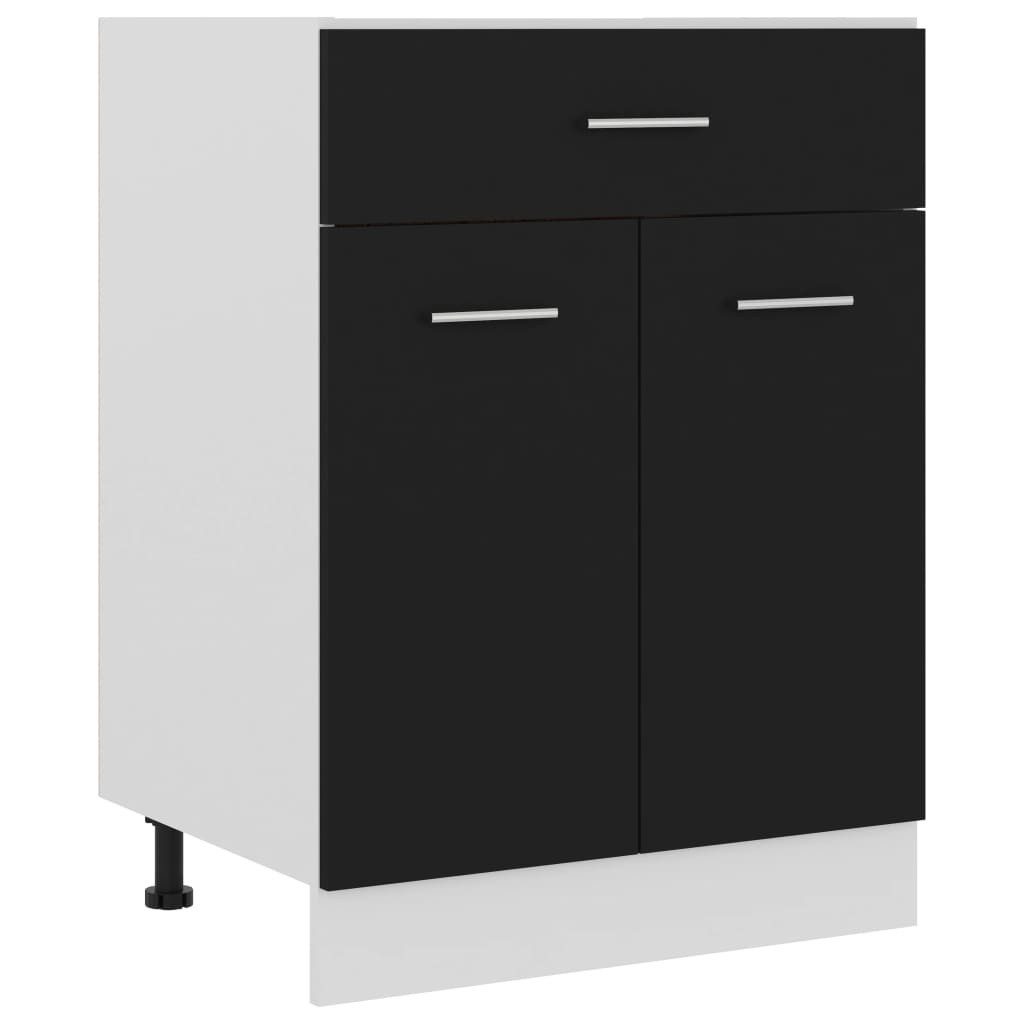vidaXL Unterschrank Schubunterschrank Schwarz 60x46x81,5 cm Holzwerkstoff
