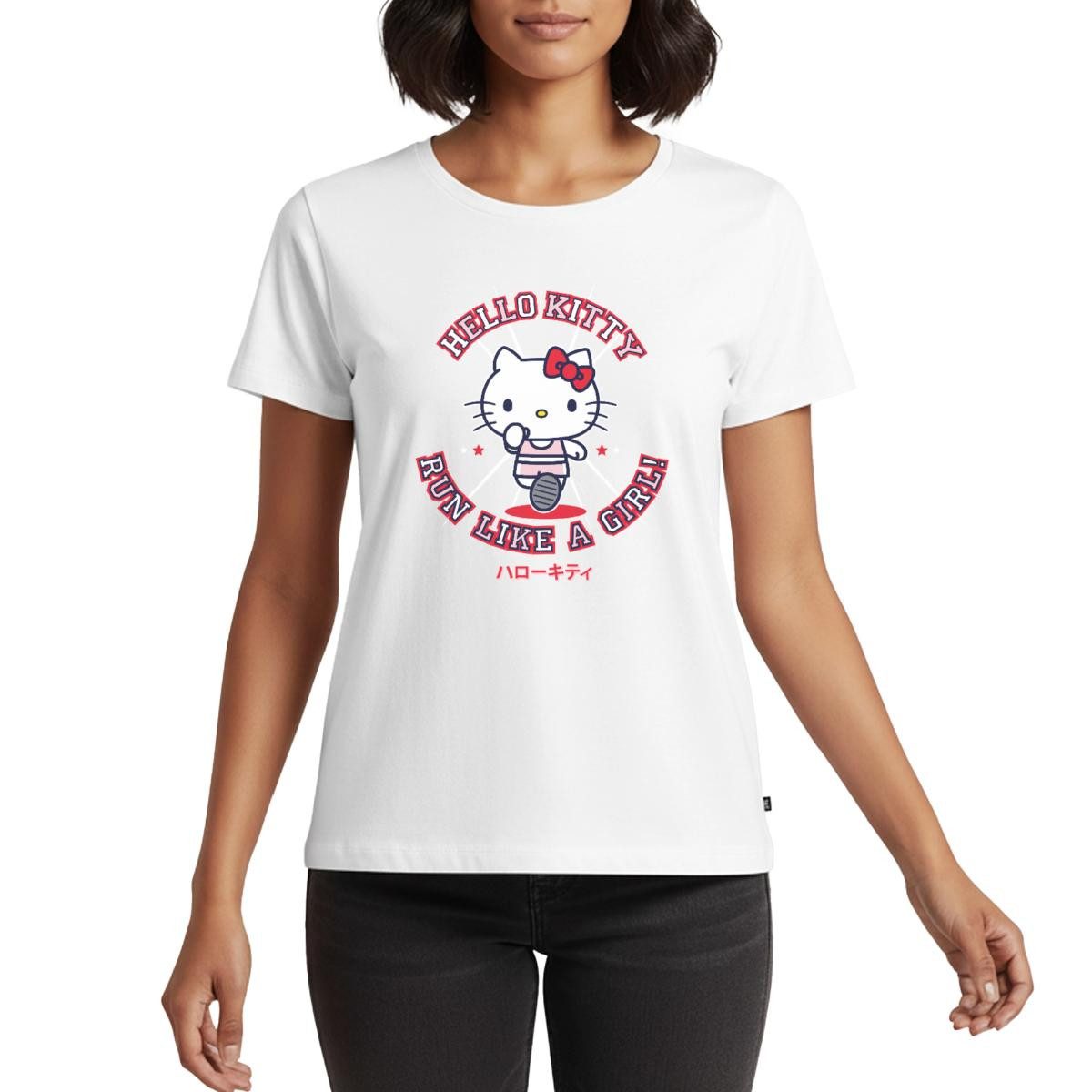 T-Shirt Hello Kitty Run Like A Girl Sport Frauen Premium T-Shirt