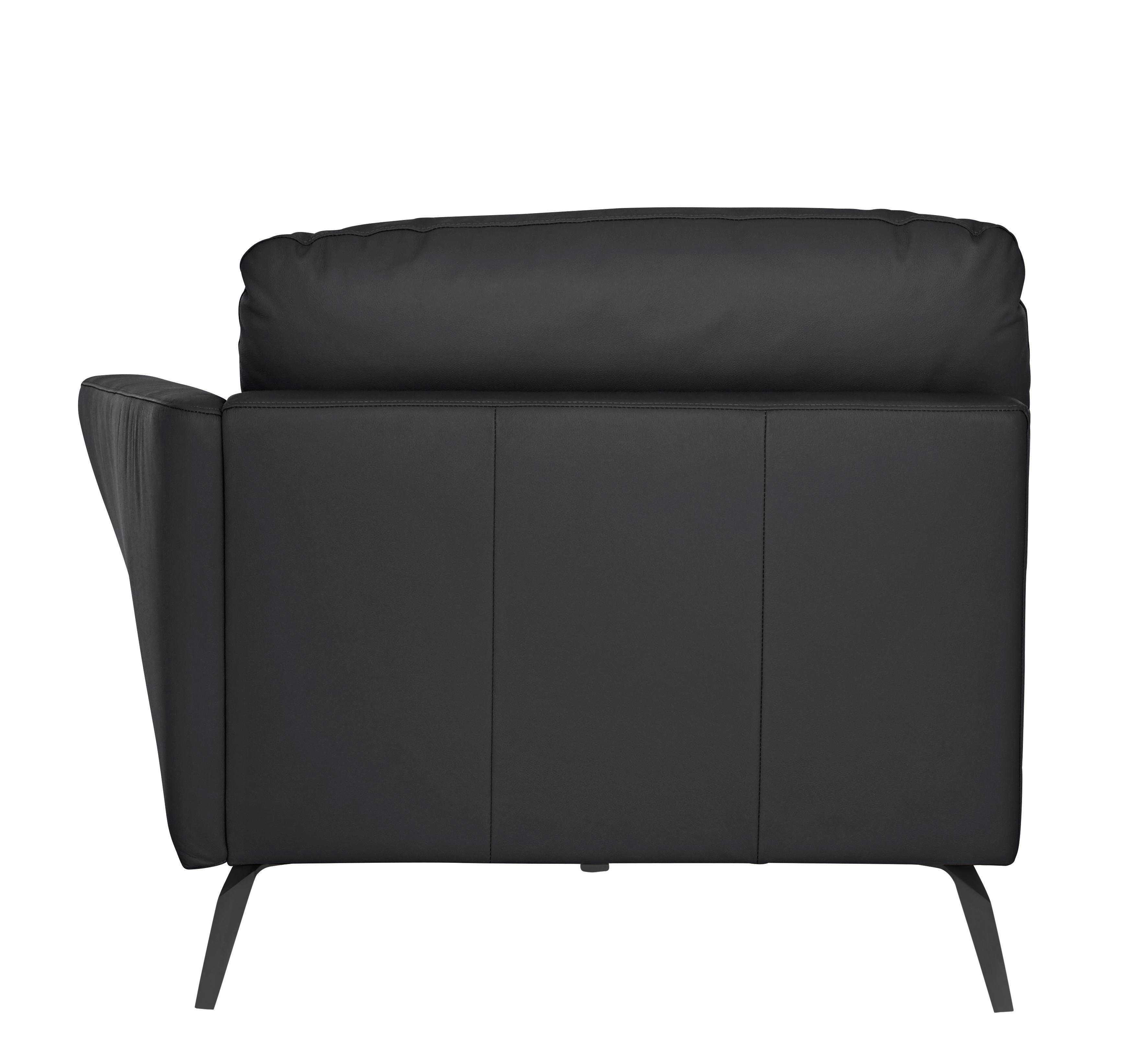 W.SCHILLIG Chaiselongue softy, pulverbeschichtet Füße Sitz, dekorativer mit schwarz Heftung im
