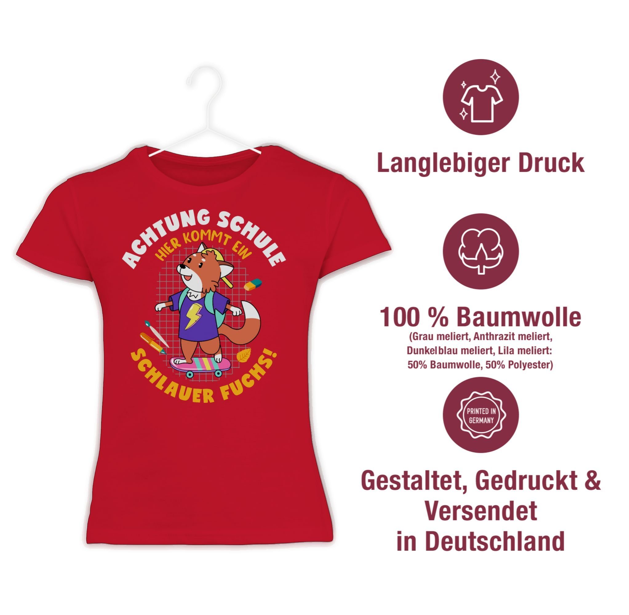 T-Shirt Schlauer Einschulung 3 Fuchs Shirtracer Rot Mädchen