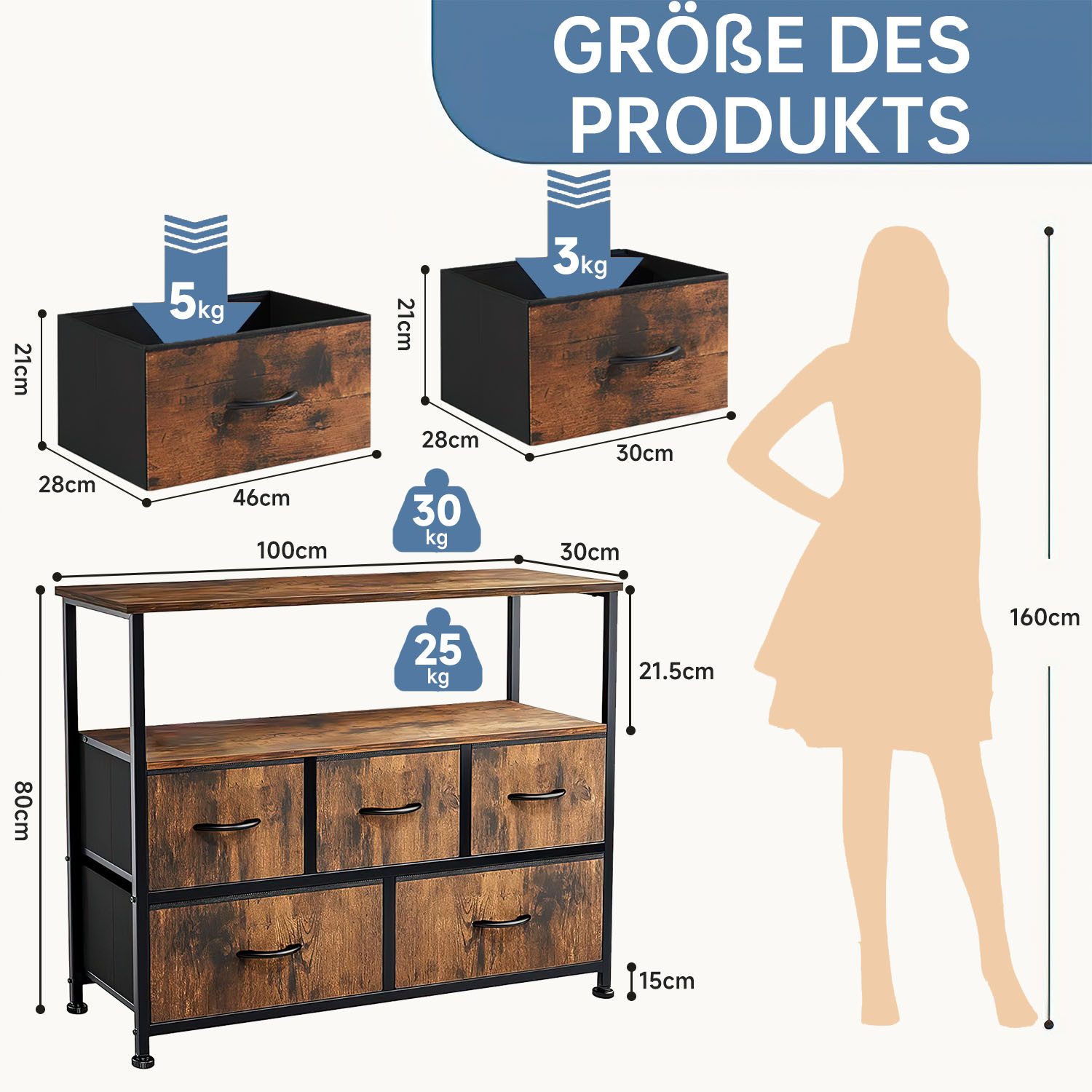 Refined Living TV-Schrank Stoffkommode mit 5 günstig online kaufen