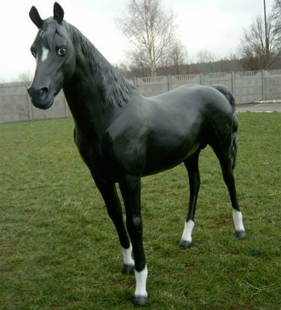 DEKO VERTRIEB BAYERN Gartenfigur XXL Pferd lebensgross Premium Gartendeko ca. 220 cm schwarz