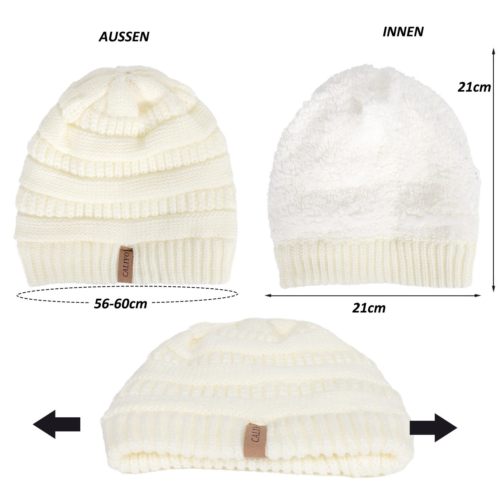 TAN.TOMI Strickmütze Beanie Damen Warm Federnd, Mütze Damen Herbst Winter (Strickmützen Mit Fleece Gefüttert) Wollmütze Damen Geeignet für Schule, Arbeit, Skifahren, Camping