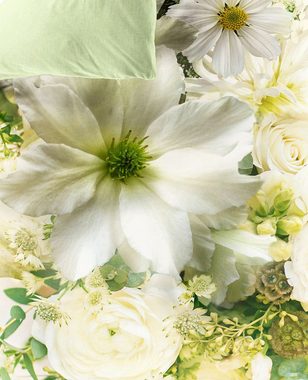 Wendebettwäsche 135x200cm Digitaldruck Blüten Blumen Lind Bierbaum, JACK, Mako-Satin, 2 teilig, seidiger Glanz, elegantes Motiv