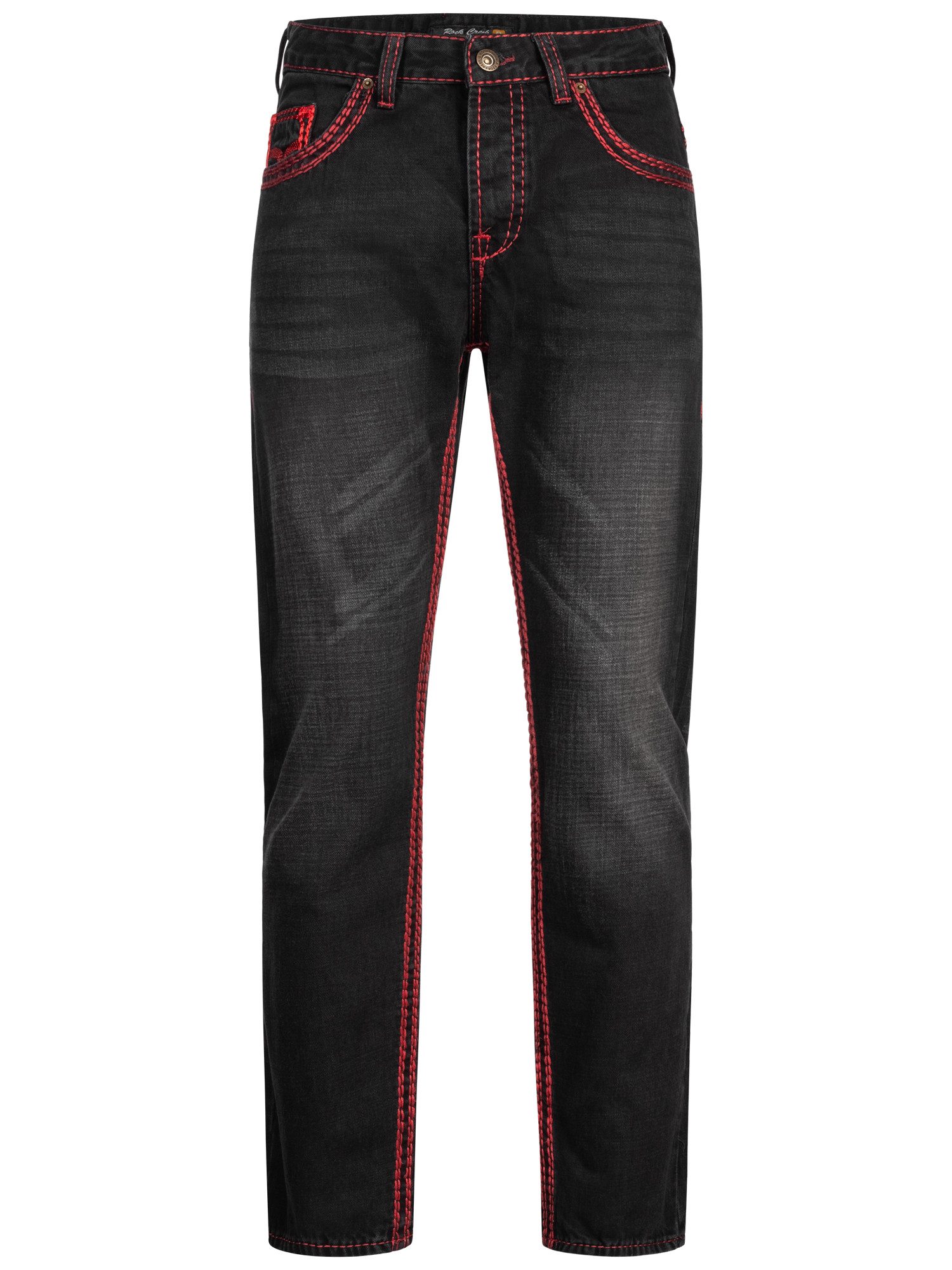 Straight-Jeans Herren Jeans Stonewashed Schwarz dicke Naht RC-2092