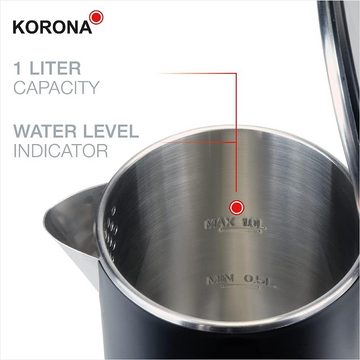 KORONA Wasserkocher 20119, Doppelwandig, 1 Liter, Wasserstandsanzeige, Cool Touch, beleuchtet