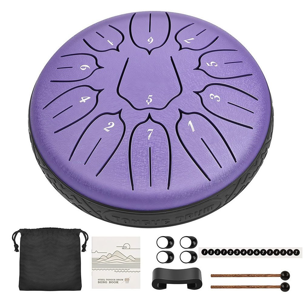 AFKSMILE Steel Tongue Drum Zungentrommel 6 Zoll, Tongue Drum mit 11 Tönen, Tragbare Mini, Steel Pan Schlaginstrument für Anfänger, Klangheilung Meditation Yoga