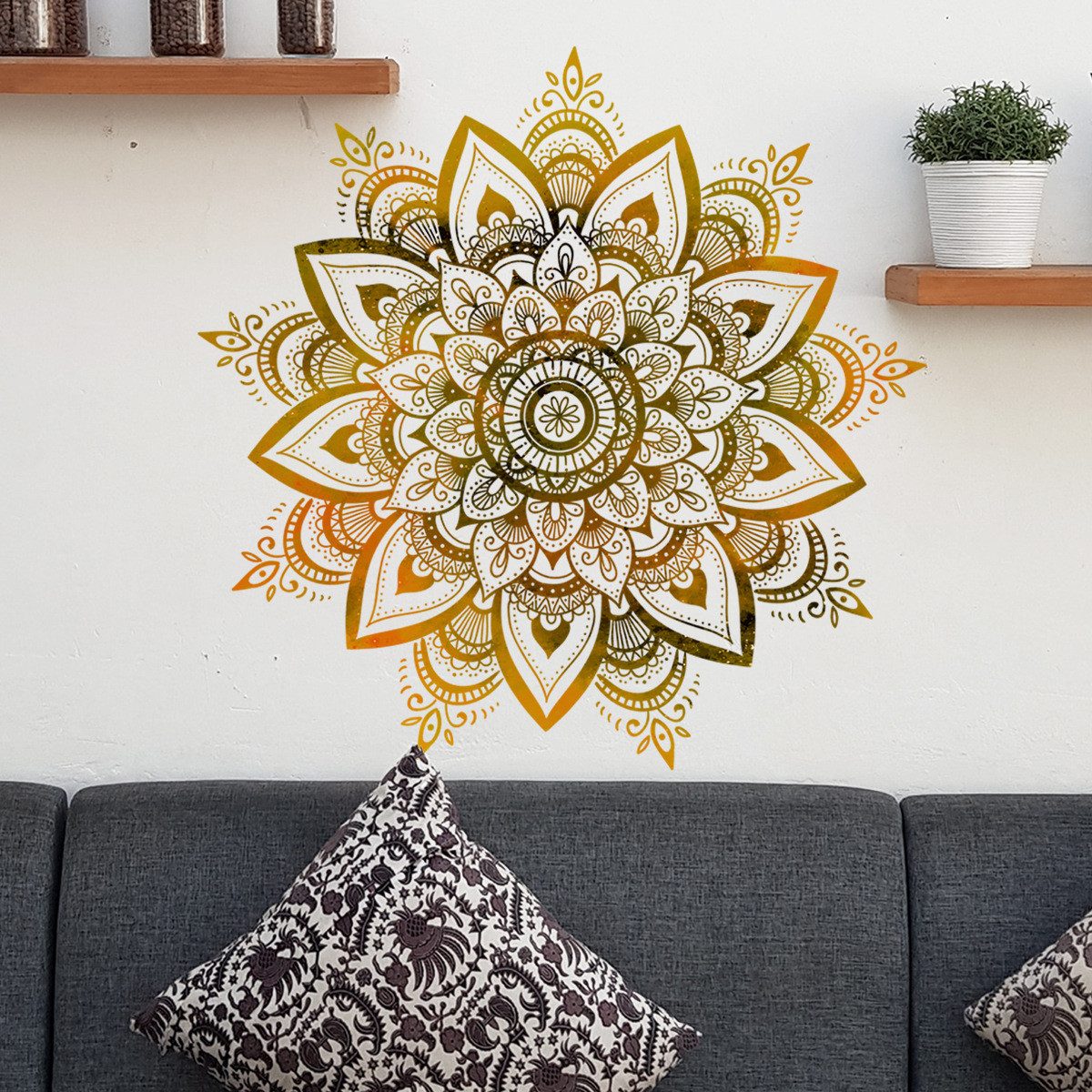 MOPUEA Wandtattoo Dekorative Wandaufkleber, Blumen Fenster Wandsticker Pflanzen/Sterne (Gold Wandtattoo Wanddeko für Kinderzimmer Schlafzimmer Wohnzimmer, 1 St) – Bild 5 von 5