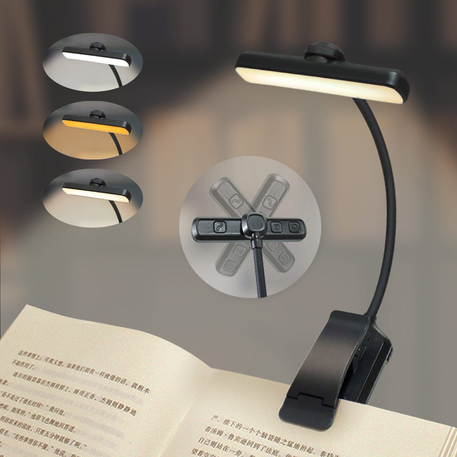 ibettertec LED Leselampe mit 3 Farbtemperatur Modi 5 Helligkeitsstufen, 360° Flexibel Leselicht für Nachtlesen ins Bett 80H lange Akkulaufzeit, Dauerbeleuchtung 24LED augenschonende Leuchtmittel