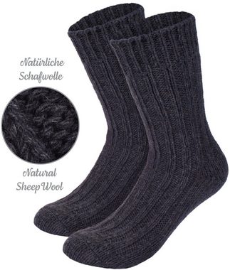 BRUBAKER Socken Wollsocken Set - Warme Wintersocken für Damen und Herren (4-Paar, Winter Stricksocken) Flauschiges Thermosocken Set mit Schafwolle