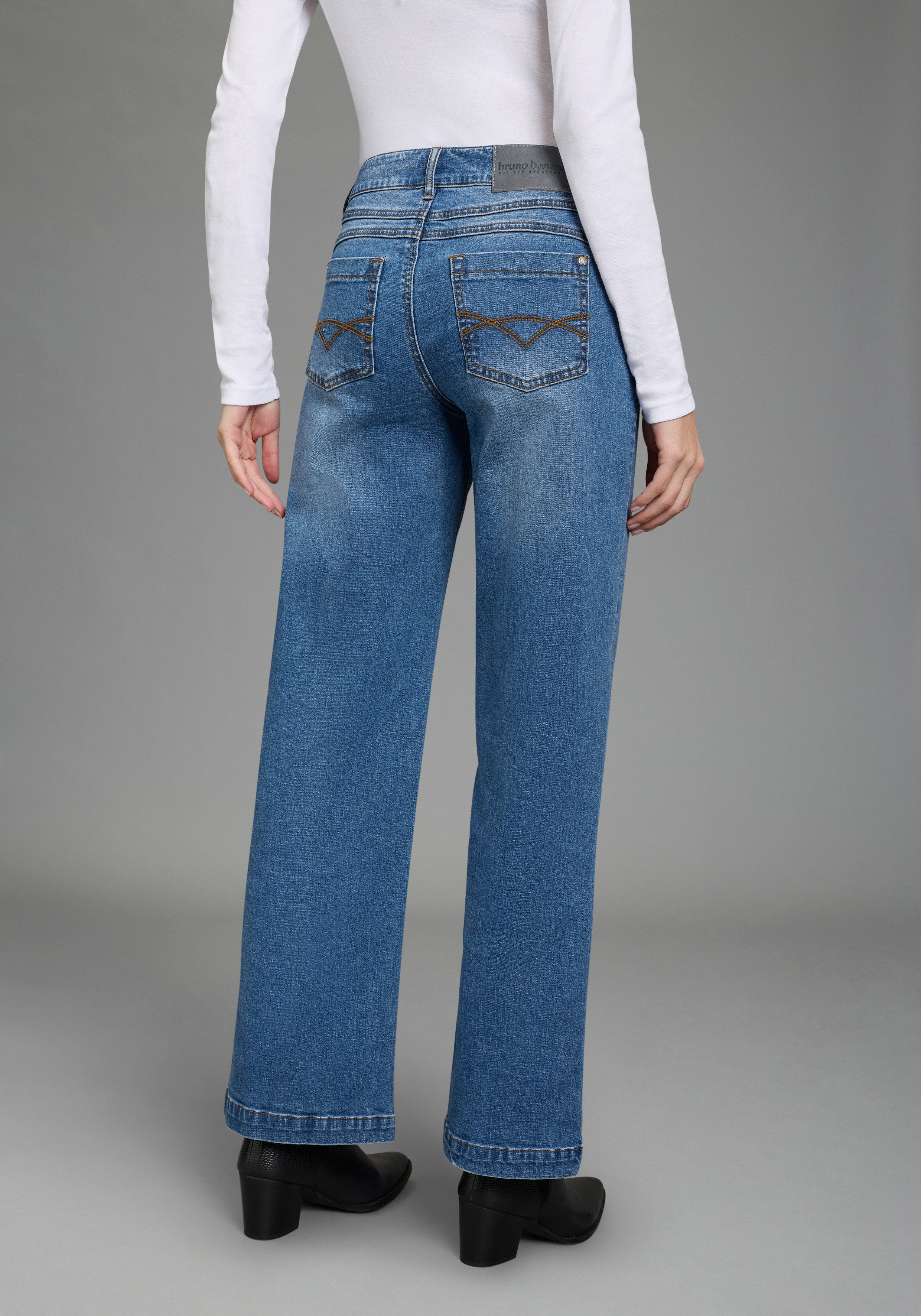 Bruno Banani Weite Jeans mit Elasthan-Anteil, aus Baumwollmaterial