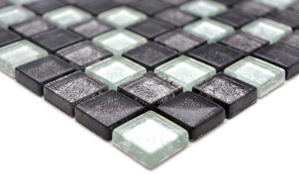 Mosani Mosaikfliesen Glasmosaik / silber Mosaikfliesen schwarz Matten glänzend Crystal 10