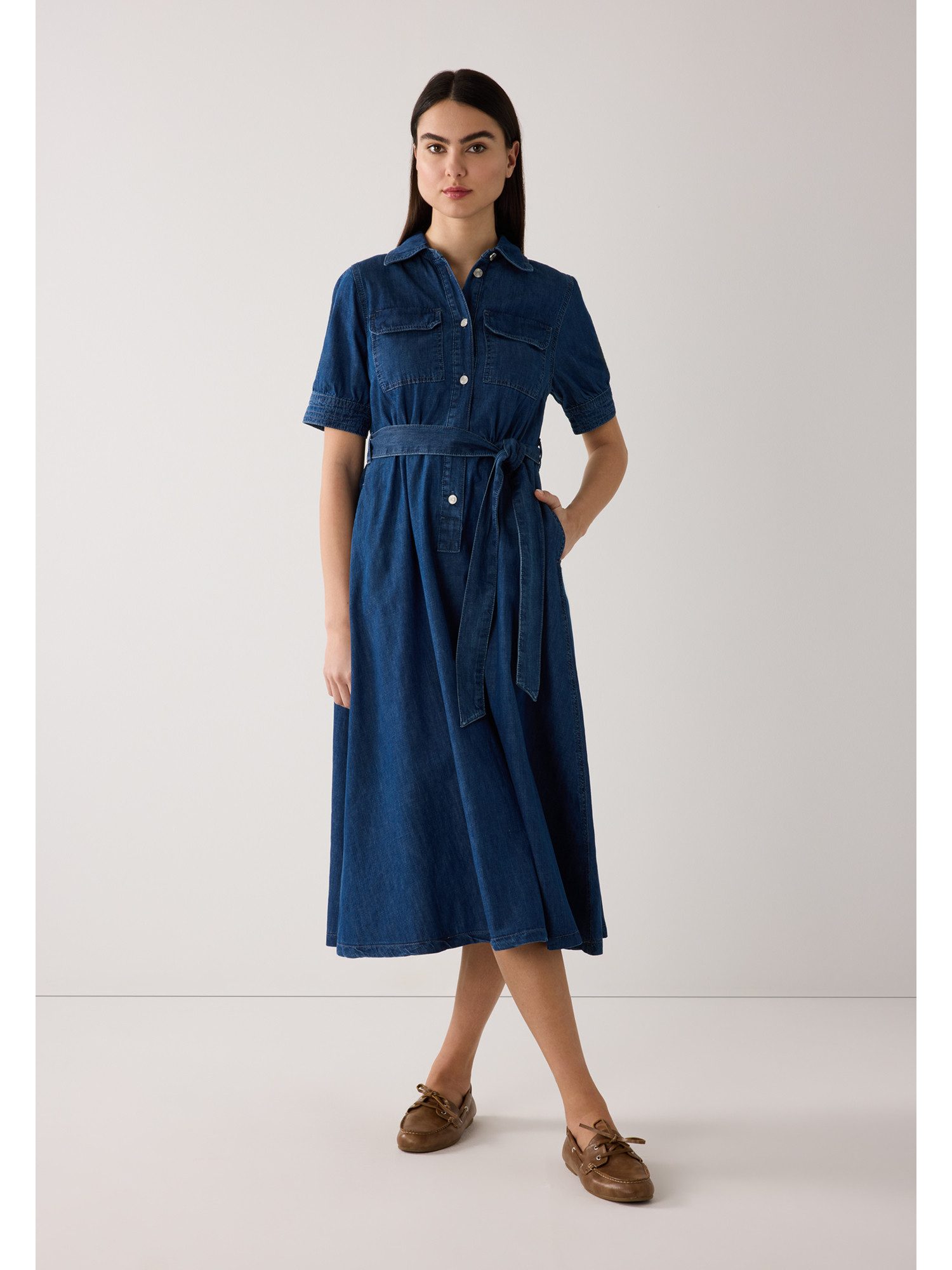 MORE&MORE Jeanskleid maxilanges Hemdblusen-Jeanskleid günstig online kaufen